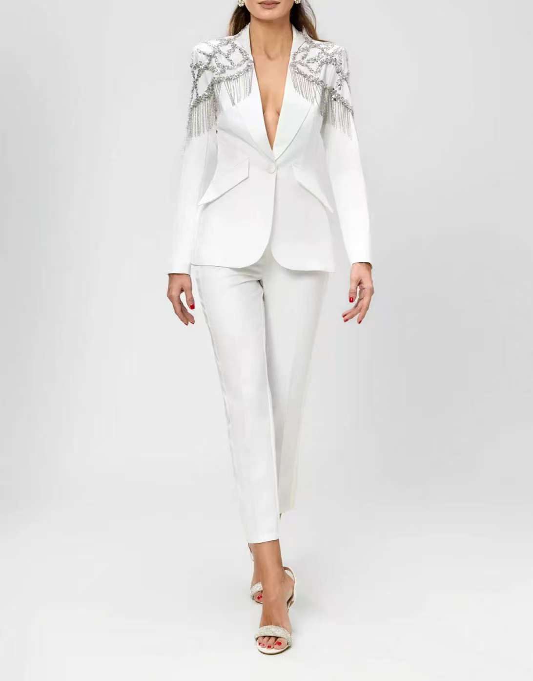 Women'S Formal Wear Tuxedo - Женский костюм с кристаллами и бисером,