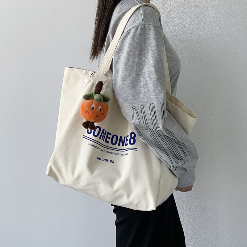 Structured Handbag Work - Холщовая Сумка с надписью ins, Студенческая