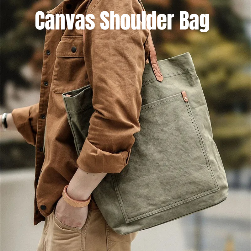 Structured Handbag Work - Мужская сумка-тоут из холста и кожи