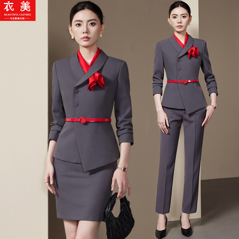 Women Formal Wear Store - Серый женский костюм, комплект2025, новая модная